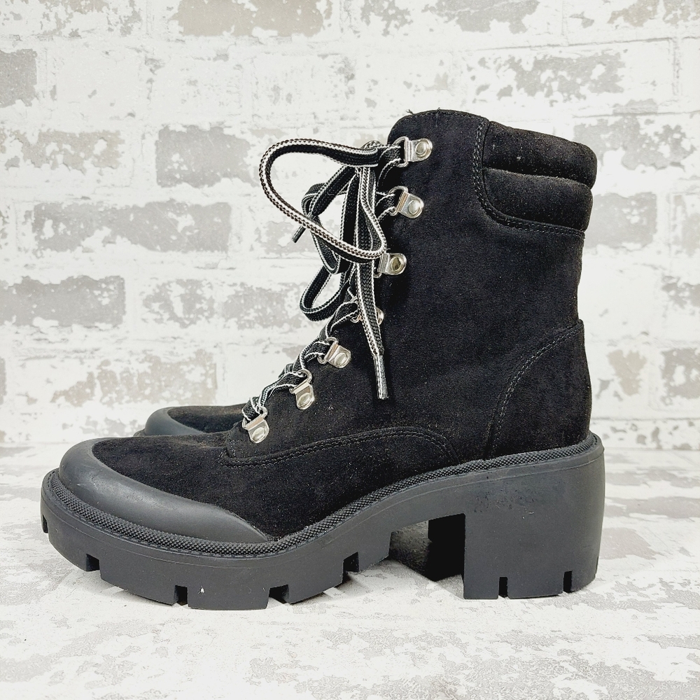 NEW Esprit Estelle Black Lace Up Winter Chunky Lug Ankle Boots C414